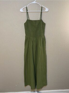 Olive Green Smocked Summer Dress